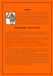 English Worksheet: Tigers ( 3 pages ) 