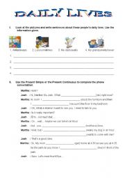 English Worksheet: Daily lives