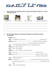 English worksheet: Daily lives