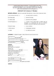 English Worksheet: ORDINARY DAY - DOLORES ORIORDAN (song activity - part I)