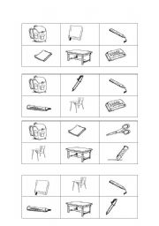 English Worksheet: CLASSROOM OBJECTS BINGO