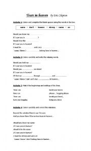 English Worksheet: Tears in Heaven