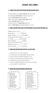 English Worksheet: Mamma mia