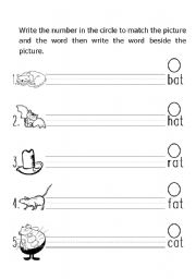 English worksheet: phonic word/picture match.  Words ending with 