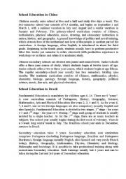English Worksheet: Text: School Education in Brazil and China