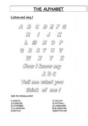 English worksheet: the alphabet listen and sing