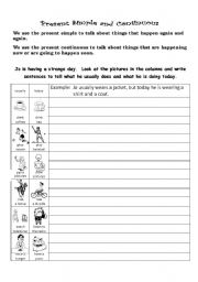 English Worksheet: Present simple and continuous practice