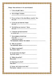 English worksheet: activities