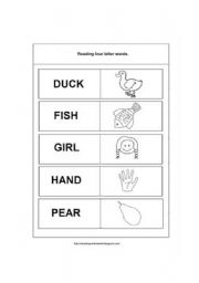 English Worksheet: four letter words
