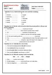 English worksheet: quiz