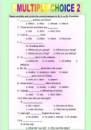 English Worksheet: MULTIPLE CHOICE 2