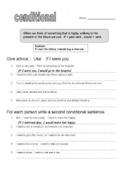 English Worksheet: conditional sentences