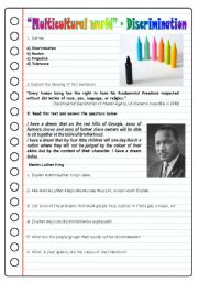 English Worksheet: Multicultural world 1 - discrimination