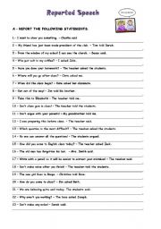 reported speech exercise pdf