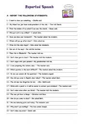 reported speech exercises easy