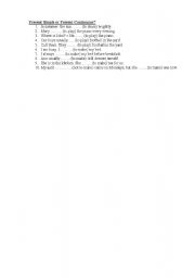 English Worksheet: Present Simple or Present Continuous