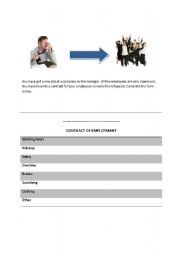 English Worksheet: Job Contract - Speaking activity