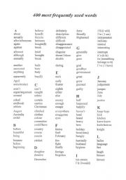 400 frequently used words