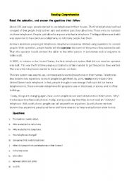 English Worksheet: Reading Comprehension