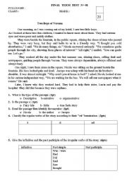 English Worksheet: a short story