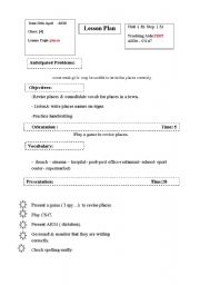 English Worksheet: places lesson plan