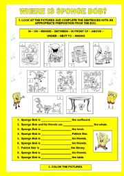 English Worksheet: Where is Sponge Bob? 