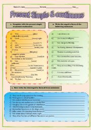 English Worksheet: Present simple & continuous review