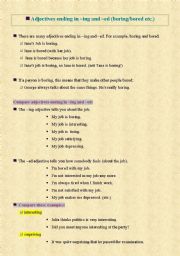 English Worksheet: Adjectives ending in ed ing