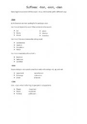 English worksheet: suffixes the shun sound