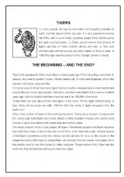 English Worksheet: Tigers ( 3 pages ) - B&W version 