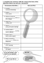 English Worksheet: Find Someone Who: Comparatives