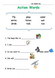 English worksheet: action words 