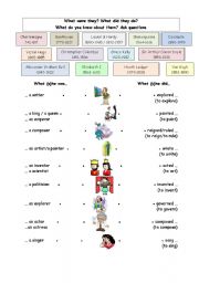 English Worksheet: Bioaphies and preterit