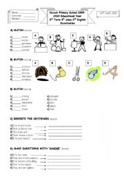 English Worksheet: 2nd term 5th grade 2nd exam