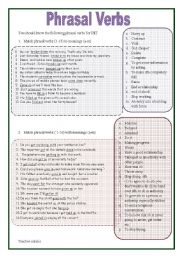 English Worksheet: phrasal verbs