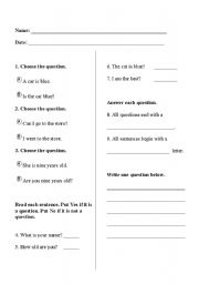English Worksheet: Types of Sentences: Questions