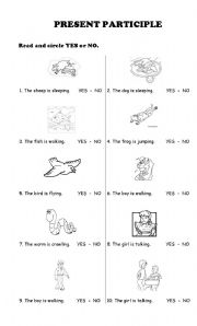 English worksheet: Present Participle verbs