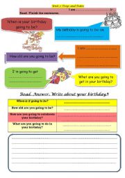 English worksheet: Birthday: How old are you going to be?