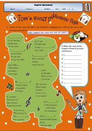 English Worksheet: editable-Present Continuous song- AFFIRMATIVE AND NEGATIVE FORMS+ TEACHERS KEY