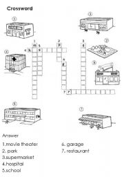 English Worksheet: crossword places