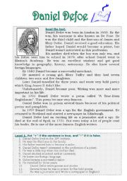 English Worksheet: DANIEL DEFOE