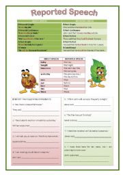 English Worksheet: REPORTED SPEECH