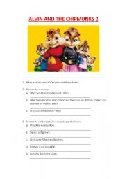 English Worksheet: ALVIN AND THE CHIPMUNKS 2