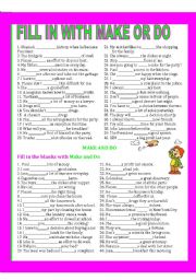 English Worksheet: MAKE AND DO.