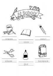 English Worksheet: at school