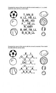 English Worksheet: Sports