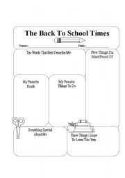 English Worksheet: The back to school times