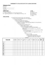 English Worksheet: Instruments to evaluate every day classroom work