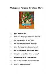 Madagascar Penguins Christmas Worksheet