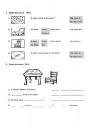 English worksheet: There is /are